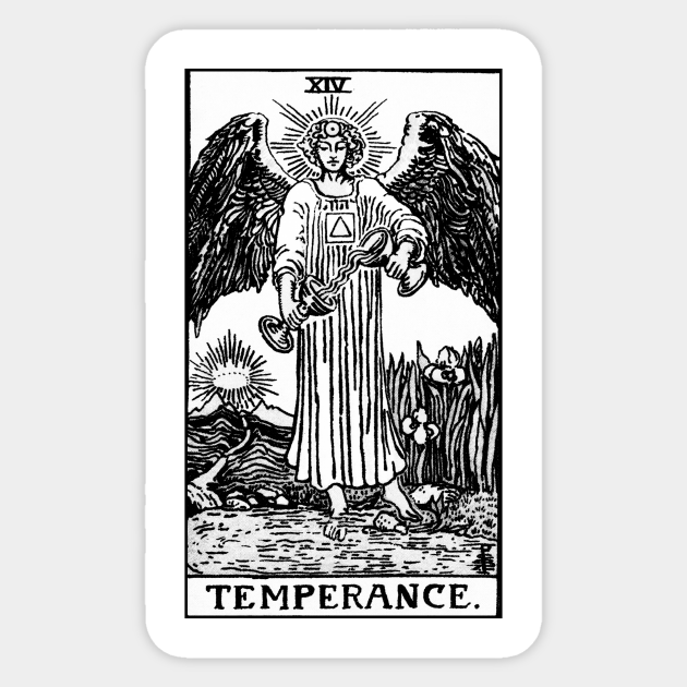 XIV. Temperance Tarot Card Black and white Temperance Tarot Card